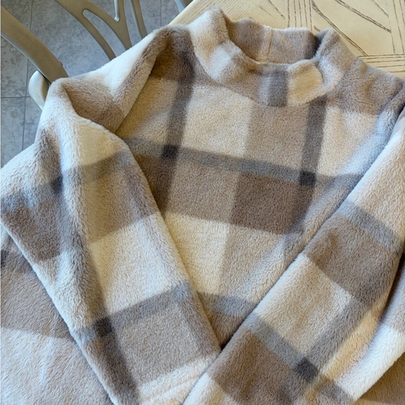 Plaid Fuzzy/Furry Pullover Sweater - Picture 2 of 8